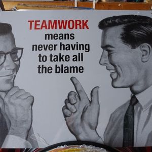 Teamwork funny metal sign